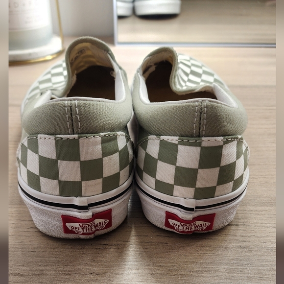 Vans Slip-On Checkerboard Sneakers - Sage Green & White - Picture 4 of 4